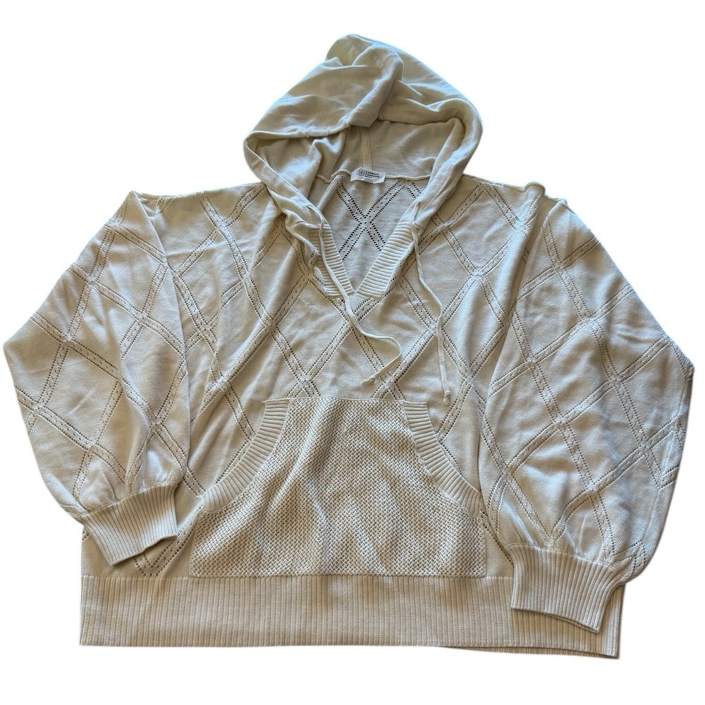 Candace Cameron Bure Women’s Hoodie Knit Sweater Cream L